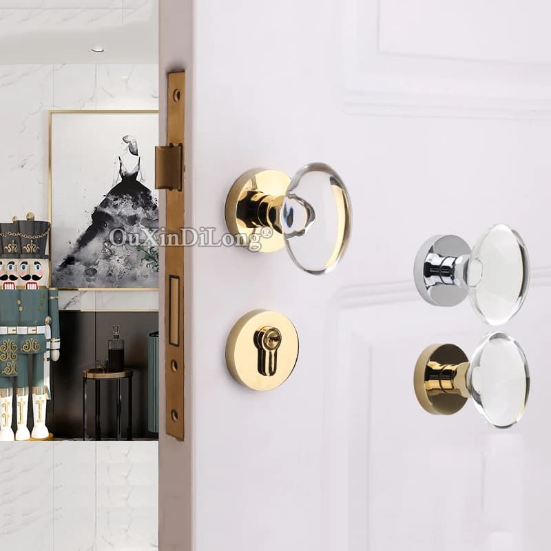 Set di Serrature per Porte in Cristallo Francese Durevole, Serratura di Lusso per Interni, Soggiorno, Camera da Letto, Bagno, Serratura Silenziosa