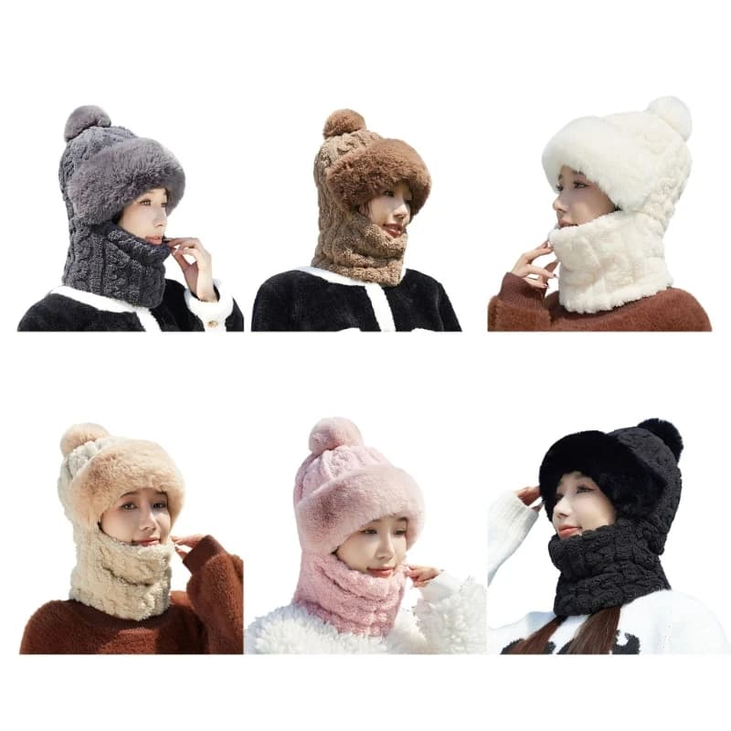Cappello senza foderato in pile 340D con sciarpa Maschera antivento Calore Protezione dal freddo Cappello pullover per lo