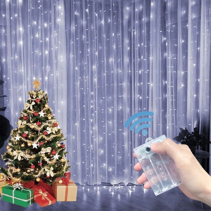 Curtain String Lights 8 Modes Holiday LED Light AA Battery Powered Wedding Bedroom Party Festival Anniversary Celebration Decor