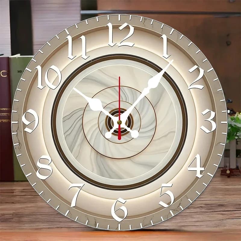 Orologio da parete silenzioso rotondo in legno beige, adatto per soggiorno, ufficio, studio, camera da letto, decorazione per la casa