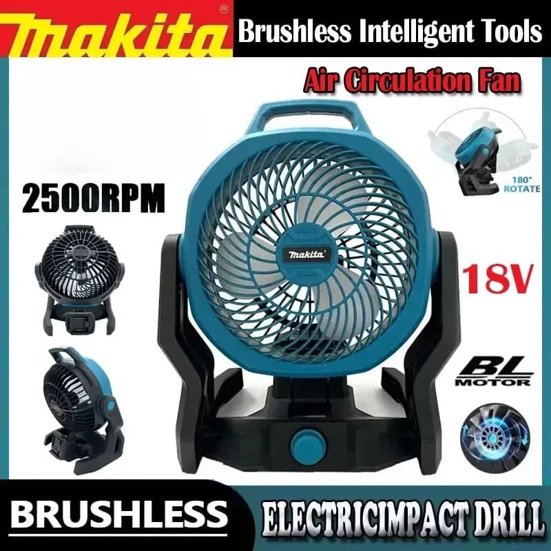Ventilatore Elettrico Ricaricabile Makita, Ventilatore da Campeggio per Esterni, Circolatore d'Aria Senza Fili 270 ° Ventilatore da tenda con rotazione della testa