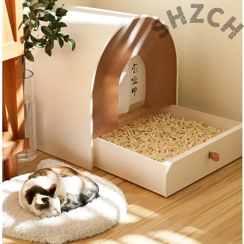 Fully Enclosed Cat Litter Box with Drawer, Odor-Resistant Waterproof Design for Large Cats