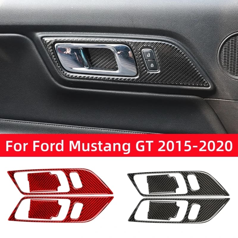 Accessories for Ford Mustang GT 2015-2021, Interior Carbon Fiber Decorations, Decorative Door Handle Stickers, Decorative Cover