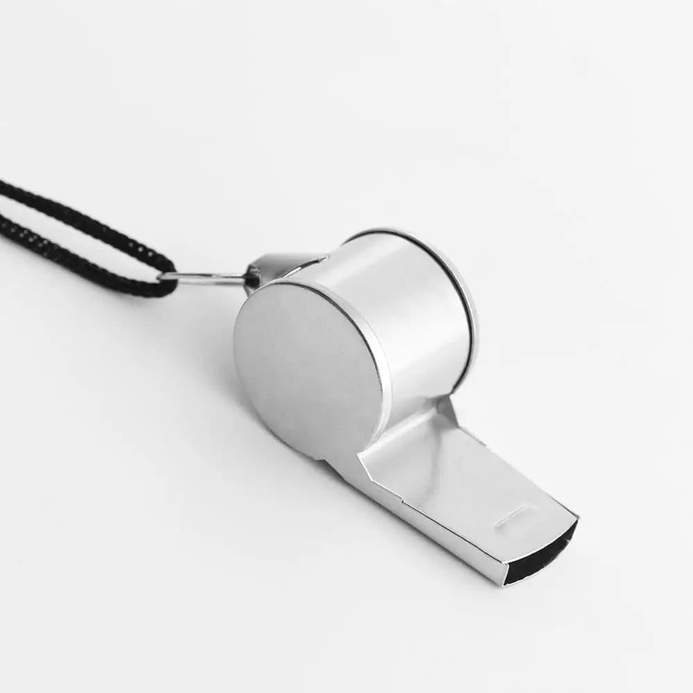 Fischietto in Acciaio Inossidabile per Arbitri di Basket, Rugby, Cheerleader, con Cordino Nero/Giallo, Strumento per Cheerleading