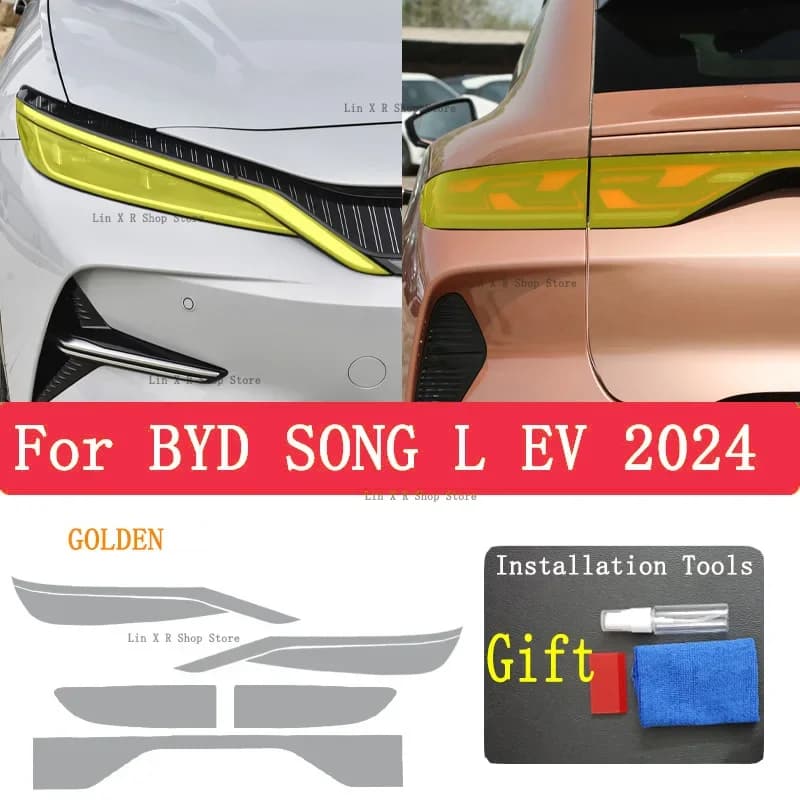 Pellicola Protettiva Anti-Graffio in TPU per Fari Esterni Auto BYD SONG L EV 2024, Adesivo Riparatore per Fari, Accessori e Ricambi PPF