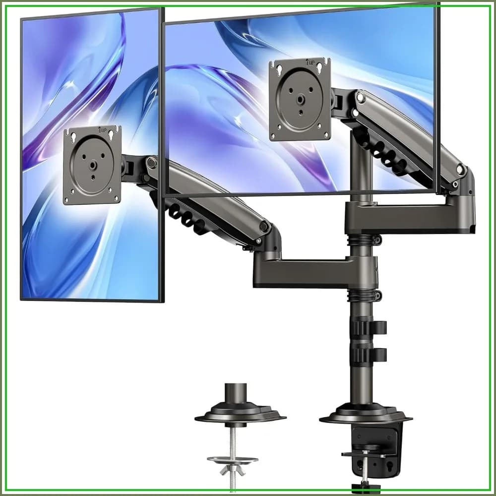 Vertical Dual Monitor Stand for 17-32 Inch Screens, Adjustable Tilt/Swivel/Rotate, VESA 75/100mm, Holds up to 19.8 lbs