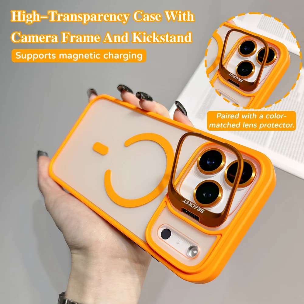 Lens Kickstand Magnetic Phone Case for Apple IPhone17 16 15 14 13 12 Pro Max Folding Invisible Desk Stand Shockproof for Magsafe