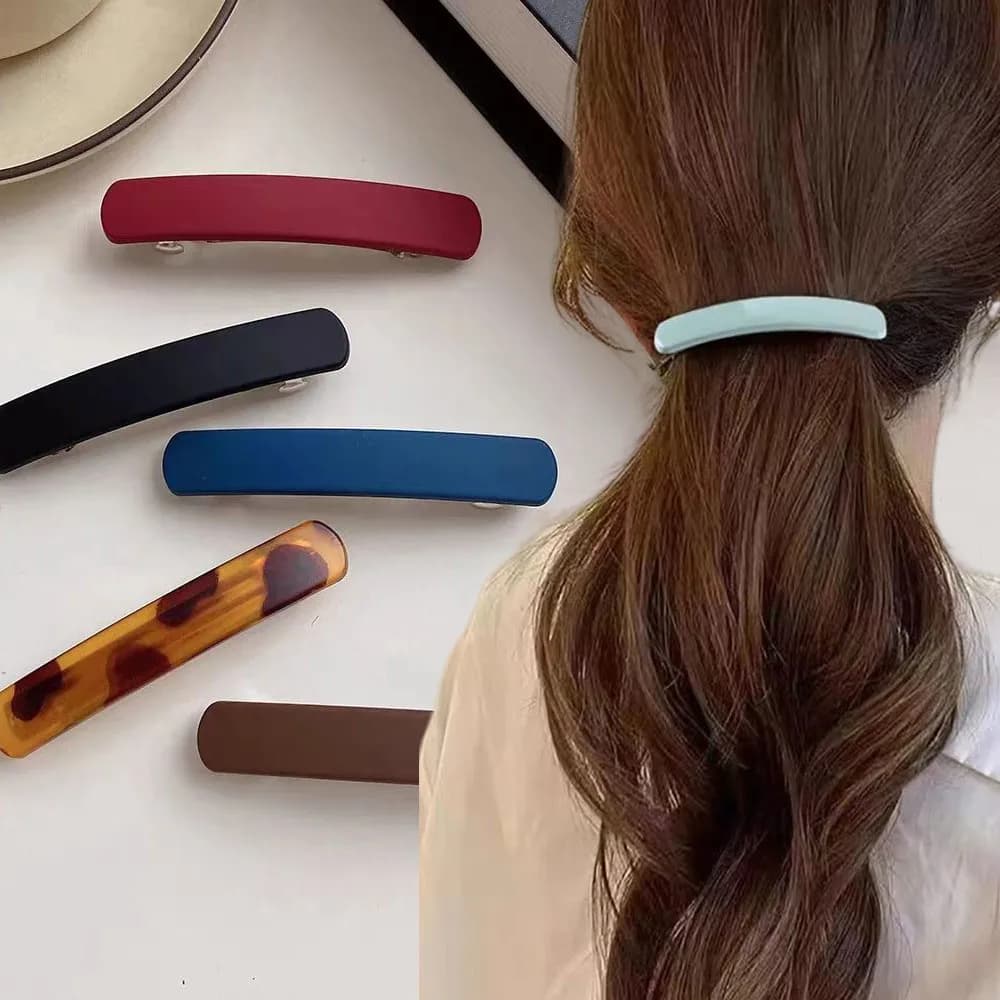 Classic Frosted Non-Slip Hair Claws Simple Solid Color Geometric Rectangle Spring Hair Clips Women Ponytail Headdress