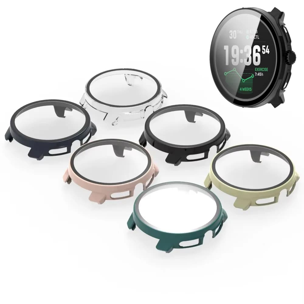 Custodia in vetro temperato per SUUNTO RACE 2 Protezione schermo PC anti-collisione Copertura protettiva per paraurti per accessori Suunto Race 2