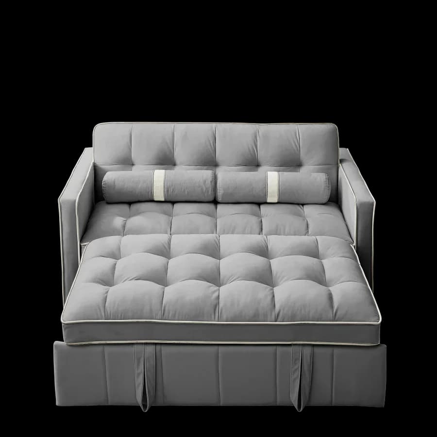 Divano letto estraibile da 55,5 pollici Divano letto moderno a due posti con tasche laterali, schienale regolabile e cuscini lombari
