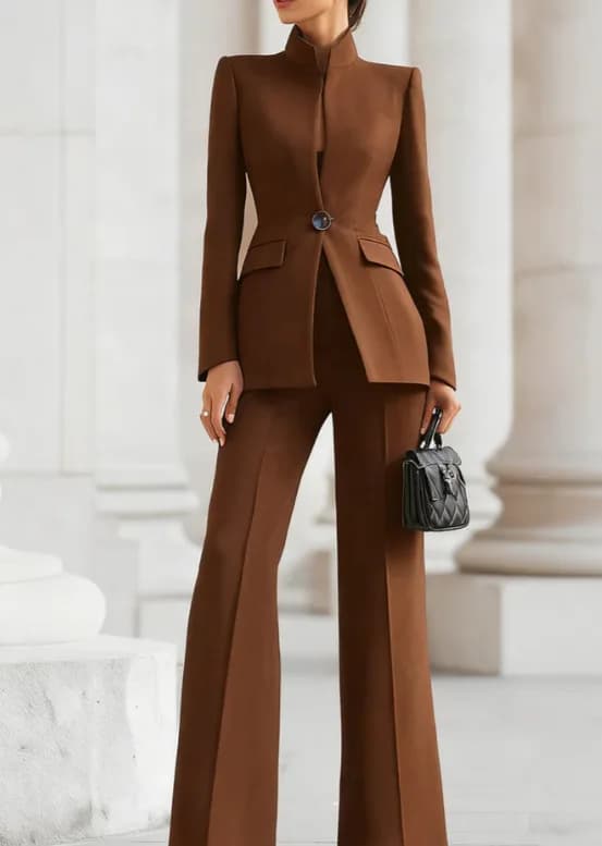 Autumn Simple Women Pants Suit Commuting Outfit Women's OL Slim Fit Professional Set Business Work Office