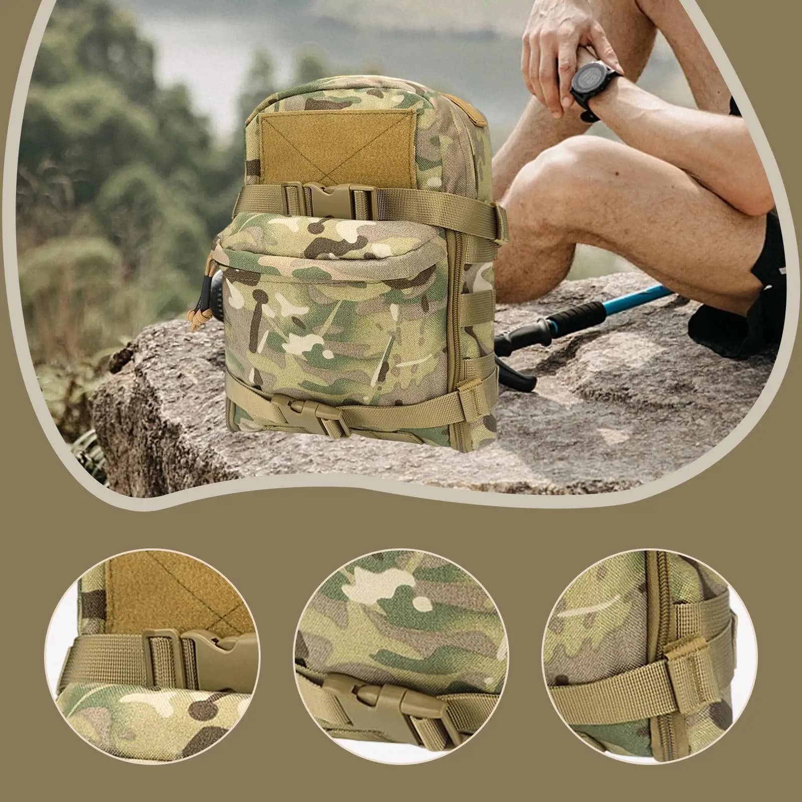 Outdoor Hydration Pack 2L Large Capacity Waterproof Multipocket Camping Vest Bag for Hiking Cycling Running