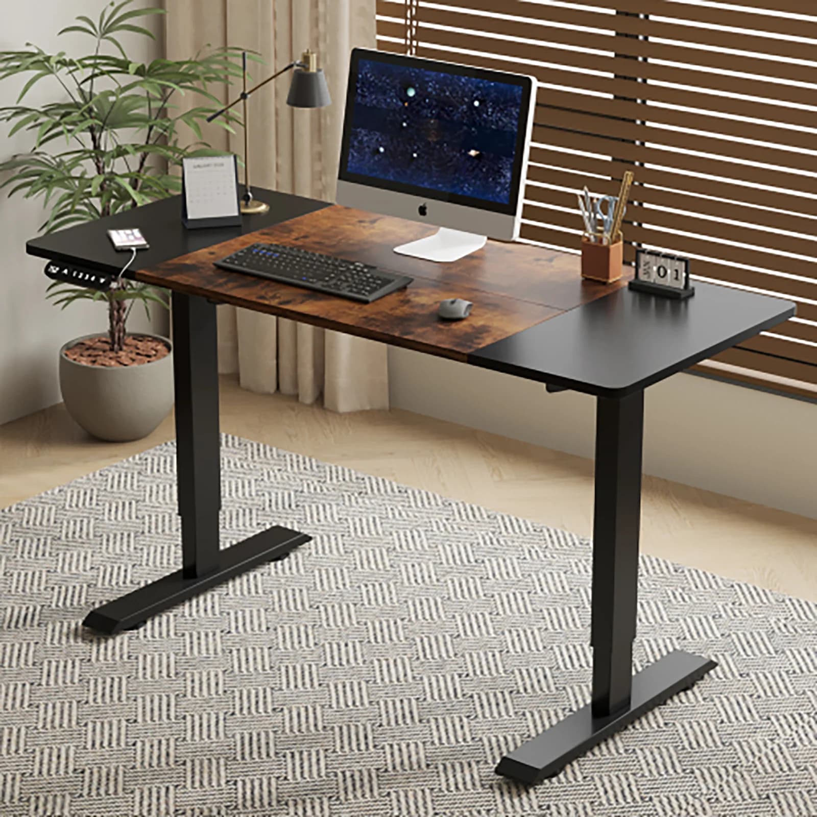 Scrivania elettrica in piedi Scrivania regolabile in altezza per casa e ufficio Tavolo per computer Scrivania da gioco Tavolo moderno di lusso 55" Lift-up De