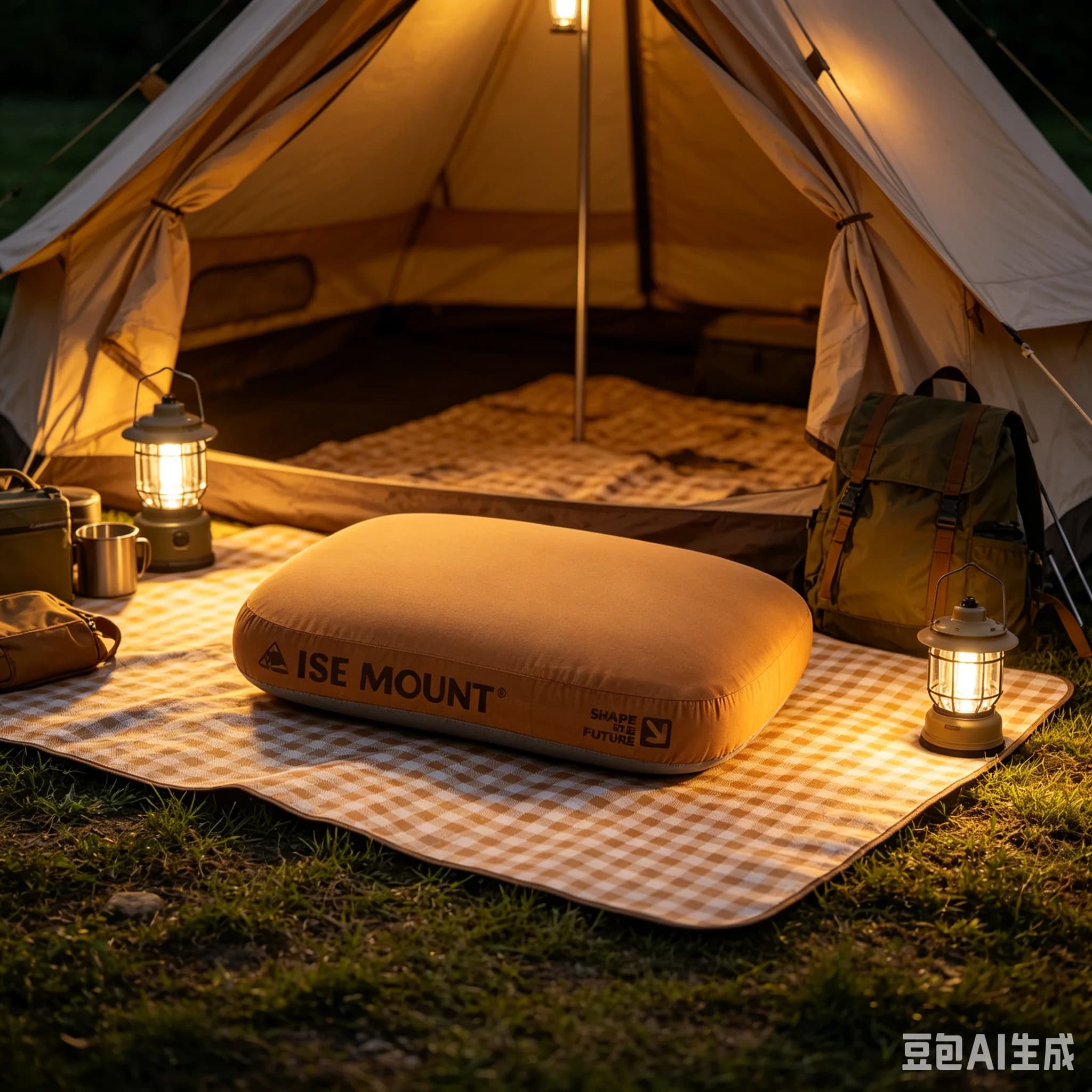 Memory Foam Camping Pillow Portable Comfort Square Pillow Neck Support Rebound Pillow For Outdoor Travel & Office Nap