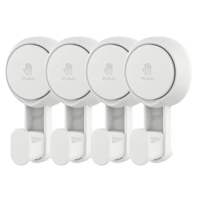 4 Ganci a Ventosa, 4 Appendiabiti Resistenti per Asciugamani, Facili da Installare, per Bagno, Cucina, Hotel, Senza Foratura