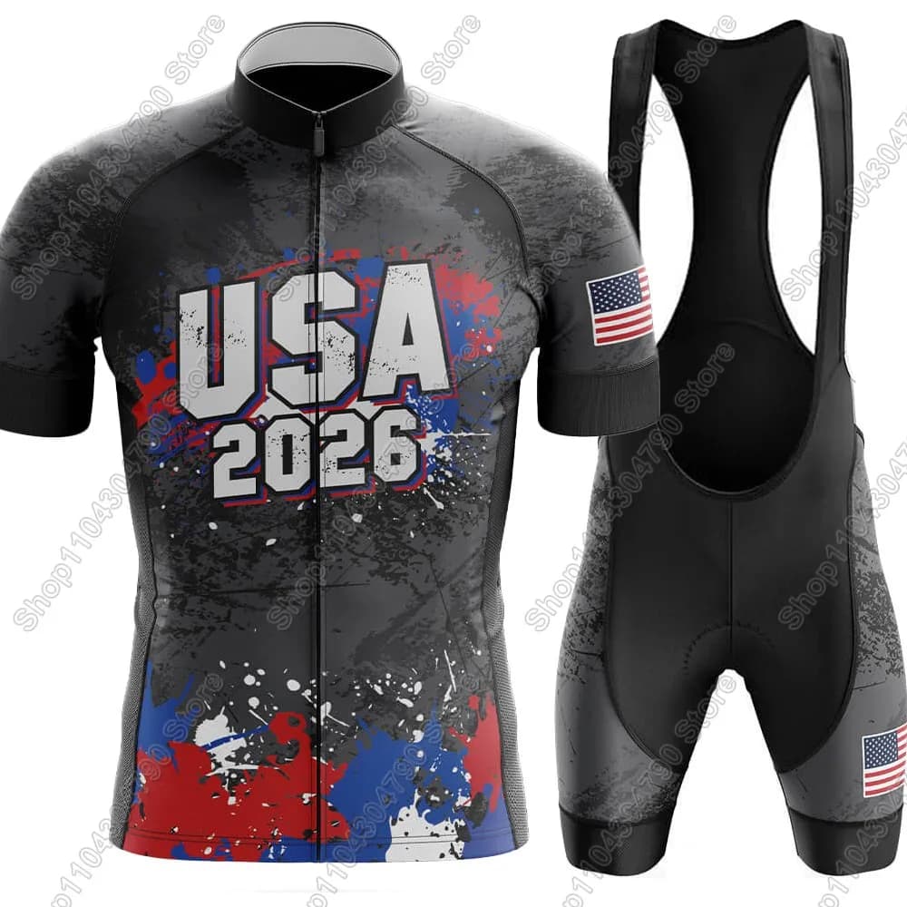U.S. National Team Cycling Jersey 2026 Men's Short Sleeved Clothing Road Bike Shirt Shorts Bike Shorts with Bicycle Seats Clothing MTB Maillot