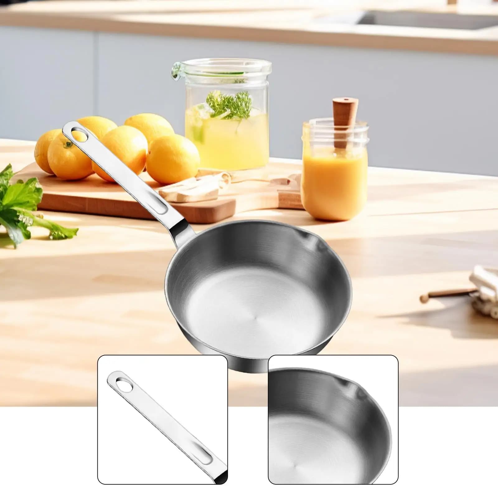 Egg pan 13,3 cm, Quick heating, Jumping and Mixing pan, for Kitchen, Electric and Gas cookers, Internal and External use