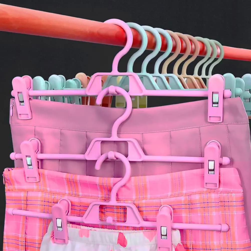 10 Pcs Pants Hanger Adjustable Hangers Underwear Storage Clothes Drying Rack Laundry