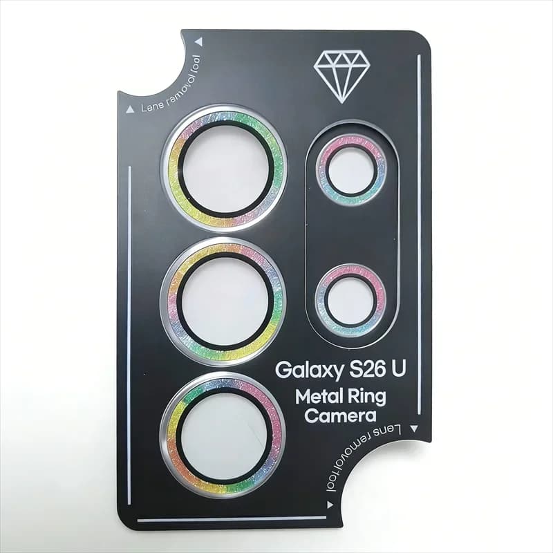 Protezione in Vetro per Lente Fotocamera con Anello Metallico Glitterato per Samsung Galaxy S26 Ultra S26 Plus S25 S24 S23 Ultra - Accessori per Telefono