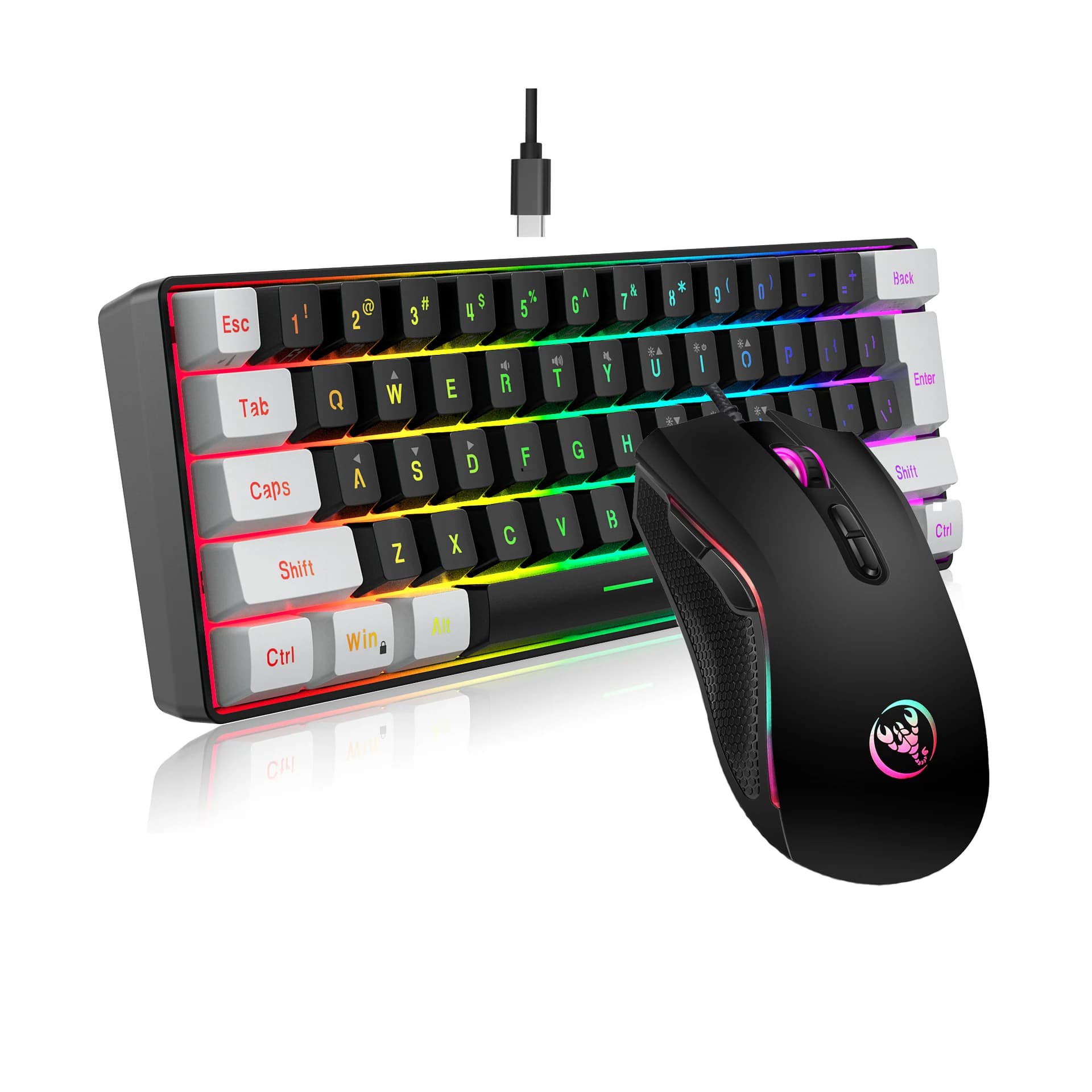 Tastiera da gioco mouse combos teclado gamer 60% per cento teclados tastiera tastiere da gioco mini pc tastiera cablata retroilluminata nera