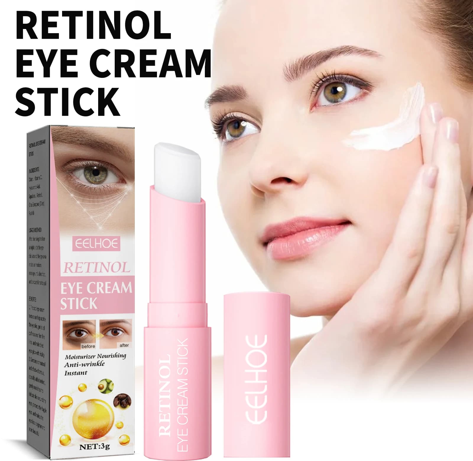 Crema per gli occhi al retinolo Crema rassodante per gli occhi Riduce i piedi di gallone Migliora le occhiaie e l'bagliamento degli occhi I prodotti per la cura degli occhi della pelle