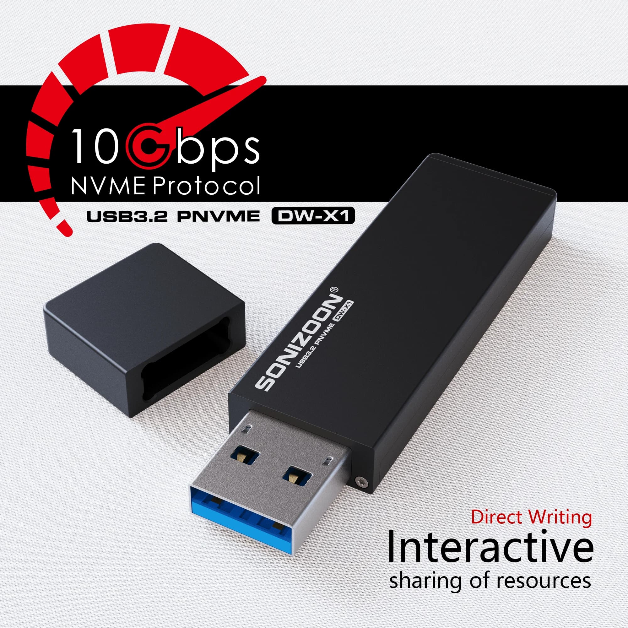 100% originale SONIZOON PSSD DW-X1 USB3.2 Gen2 10Gbps SSD 256GB 512GB 1TB 2TB SSD portatile Fino a 1050 Mb/s Disco rigido mobile per PC
