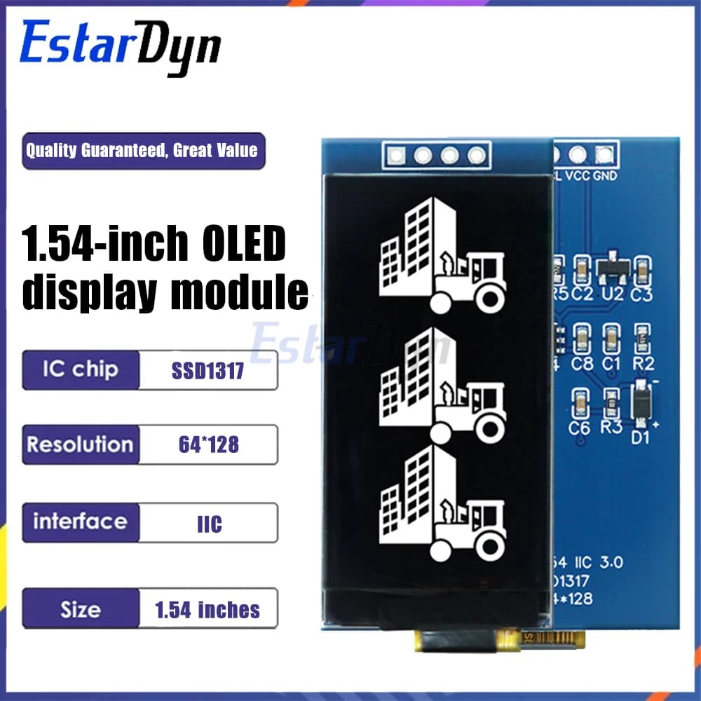 Estardyn Display OLED 1.54 inch 64x128 Pixel Module I2C SSD1317 to 4 pin for Arduino Raspberry Pi Electronics DIY