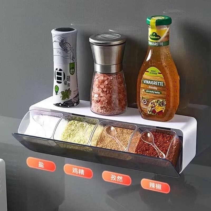 Set di gadget Organizzatore e contenitore per riporre gli attrezzi da cucina Scatola per condimenti a parete Sale Pepe Spezie Scaffale Zucchero per cucina