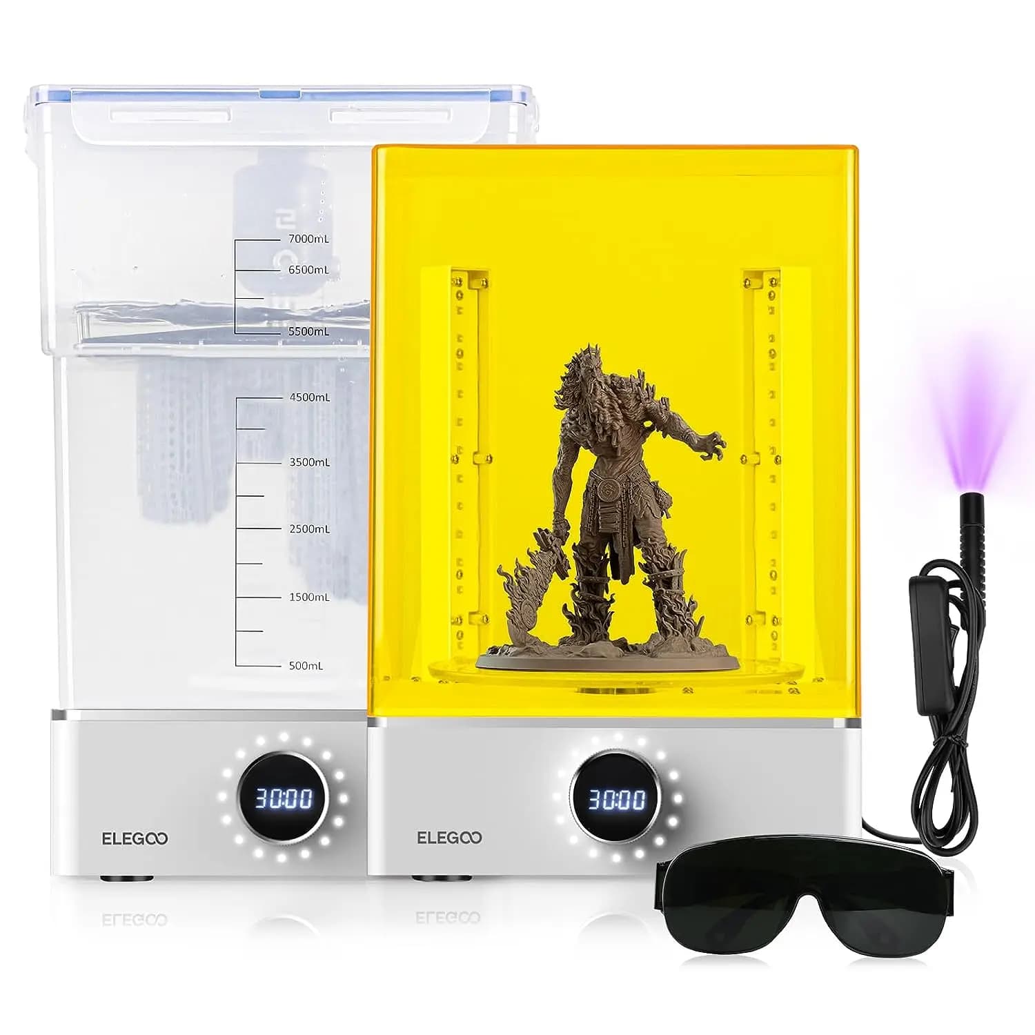 Pacchetto Elegoo Mercury XS con stazione di lavaggio e cura separata, purificatore USB compatibile con le stampanti 3D LCD Saturn e Mars
