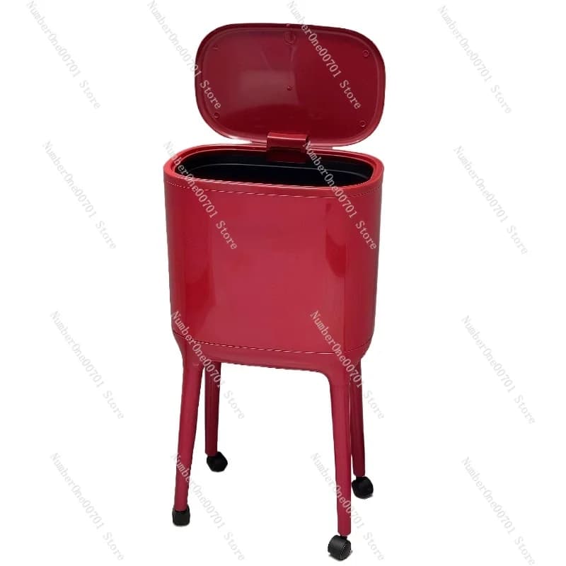 High Kitchen Trash Can Tall Garbage Bin Plastic Dustbin with Legs and Wheels Large Capacity Wastebasket
