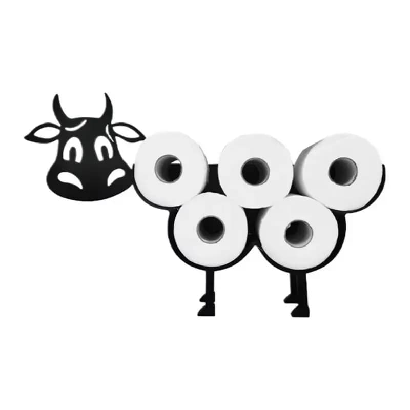 HRBAJ-Toilet Paper Roll Holder Freestanding Metal Toilet Paper Holder Stand Decorative Anti-Slip Storage Rack Cow Themed Wall Mo