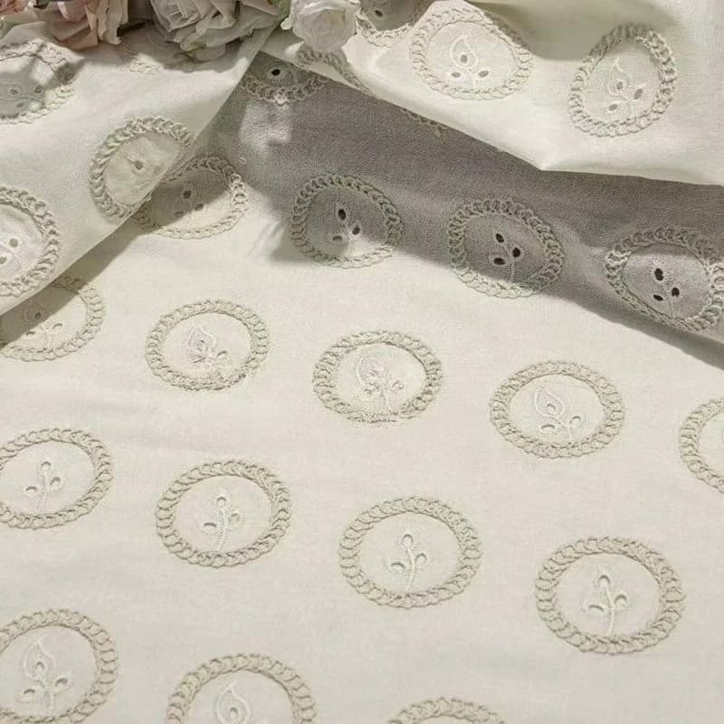 L100CM X W130CM Autumn Winter Embroidered Loop Stitch Floral Fabric Vintage Women Headscarf Wedding Gown Curtain DIY Sewing