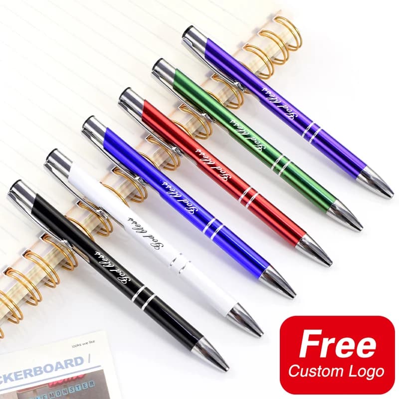 5 pcs custom logo pen laser engraved metal ball pen custom gift for school teachers stationery office supplies for students
