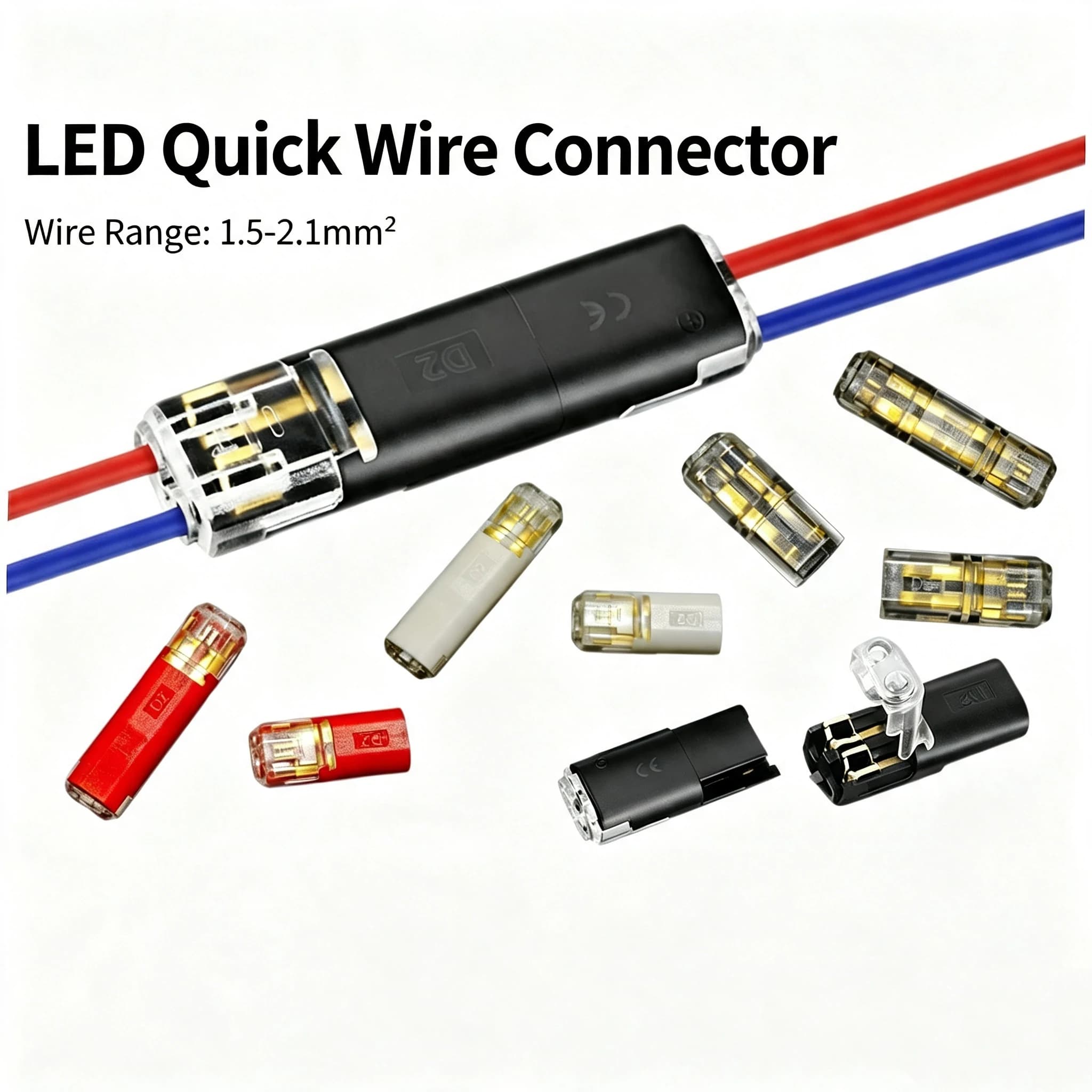 50PCS 2 Pin Quick Wire Connector Electrical Cable Splice Terminal for LED Strip Pluggable Cable Connector