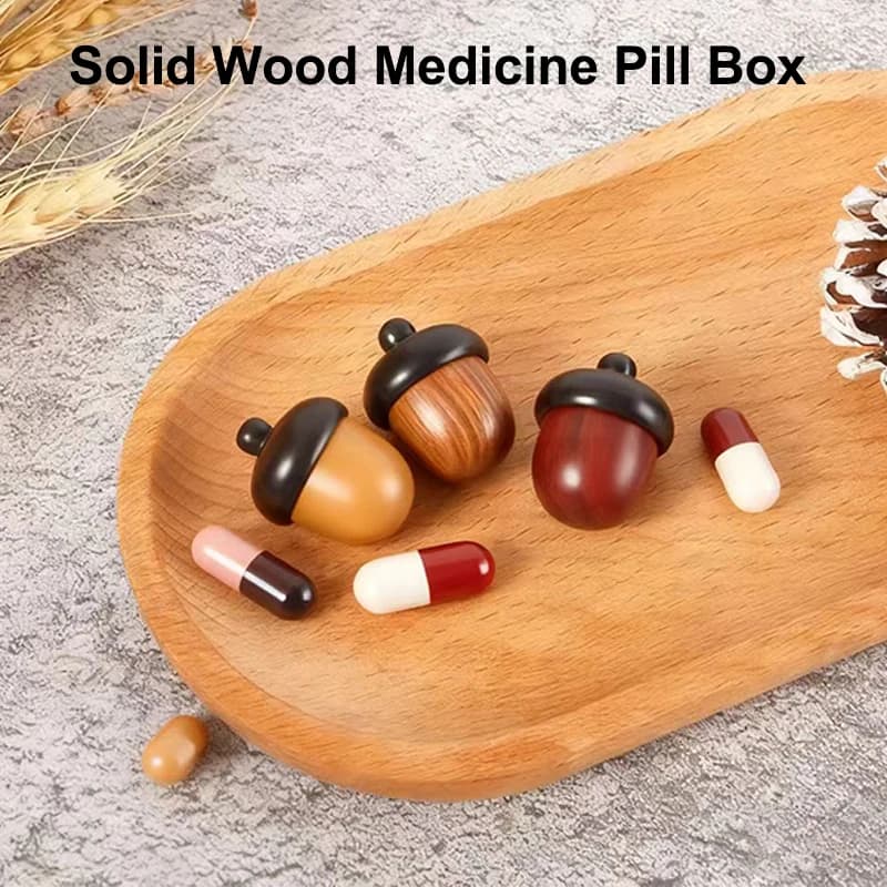 1/2PCS Mini Sandalwood Pills Box Portable Storage Box for Granules Storage Case for Rescue Tablets Small Items Container Pendants with DIY Needles