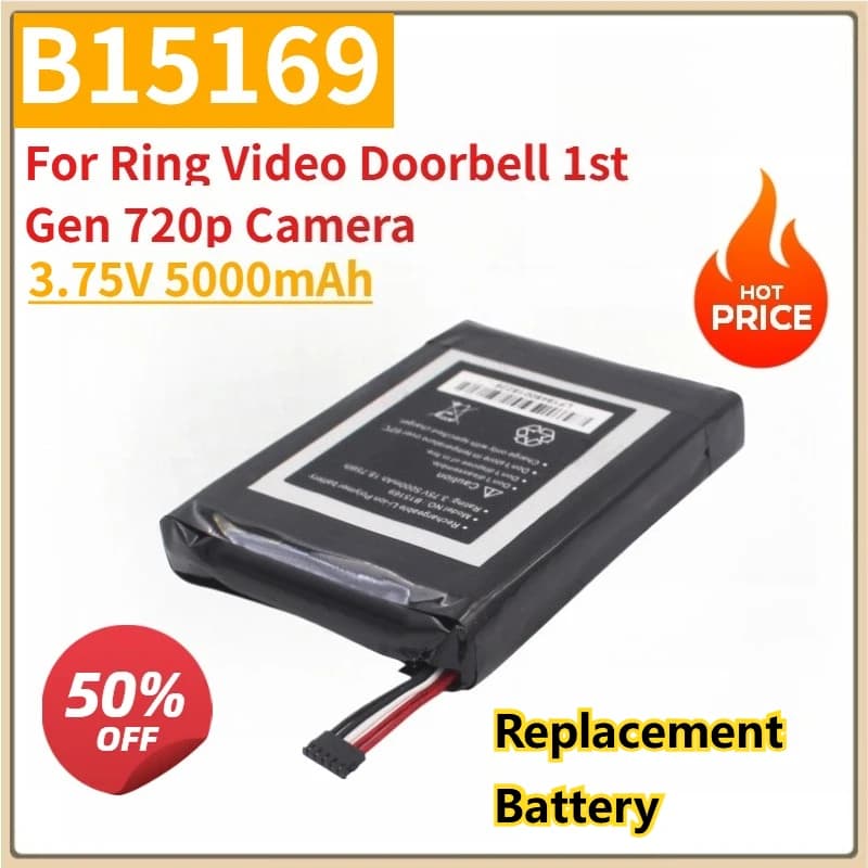 Nuova batteria B15169 3,75 V 5000 mAh per videocamera Ring Video Doorbell 1a generazione 720p