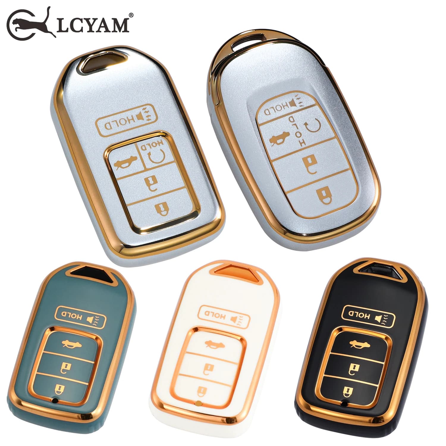 Lcyam Portachiavi Cover Custodia in TPU per Honda Accord Civic HR-V Fit Passaporto Pilota Accessori interni per auto a distanza senza chiave