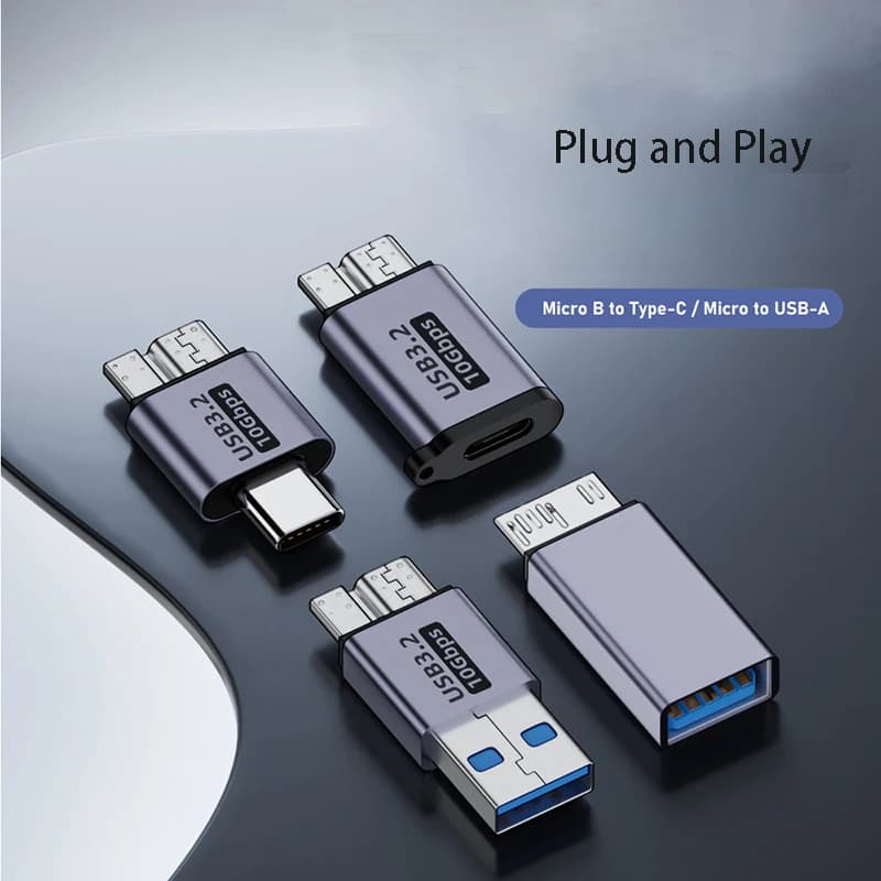 Micro B to USB C Converter Type C Female USB-A Female Male for HDD SSD External Hard Drive Data Transfer Adapter Charging Plug