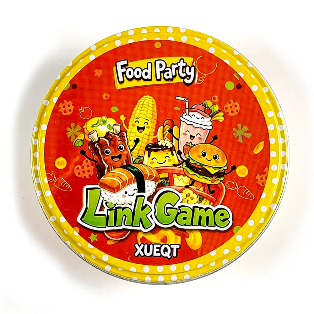 Metal Box Card Game Food Party Link Cards Family Interactive Matching Board Game for Children Adults,Halloween Christmas Gifts
