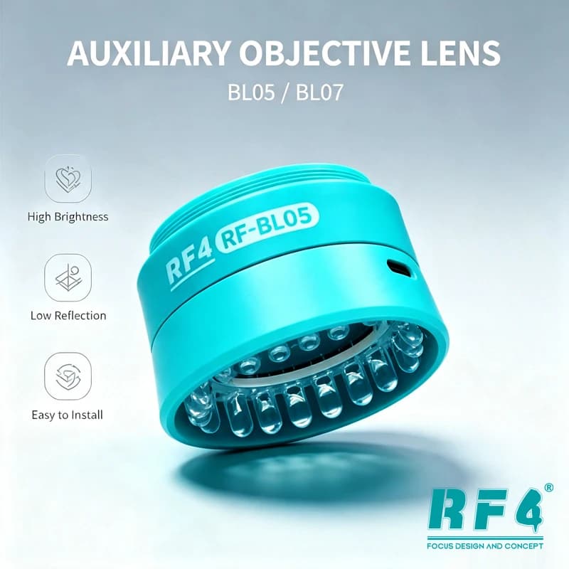 RF4 WD165 0.5X 0.7X Auxiliary Microscope Objects LED Lamp 2in1 Lens For Trinocular Stereo Zoom Barlow Camera Glass Lens BL05