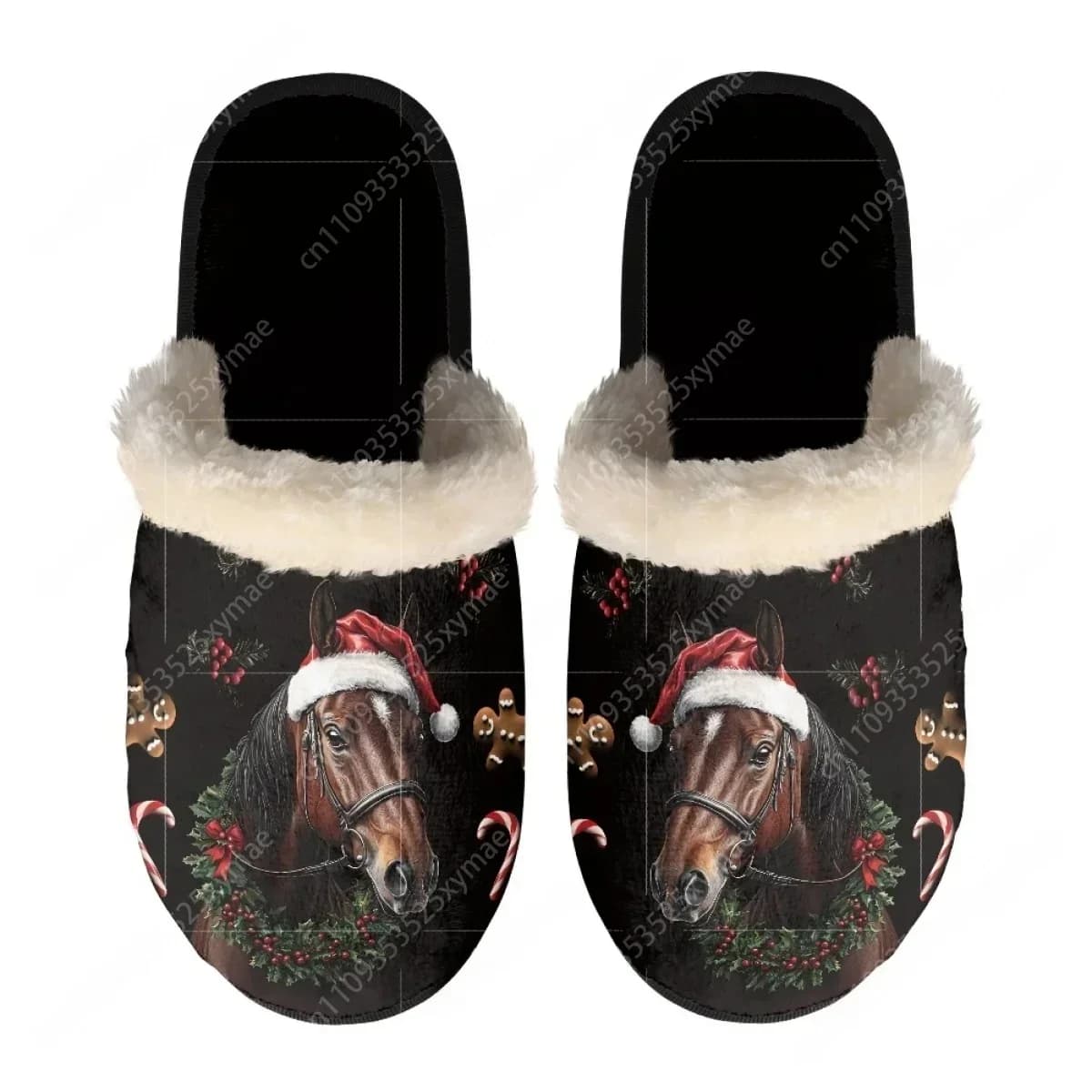 Christmas HO Snowman Steed Slippers Mens Womens Home Cotton Plush Bedroom Casual Keep Warm Custom Thermal Lightweight Slipper