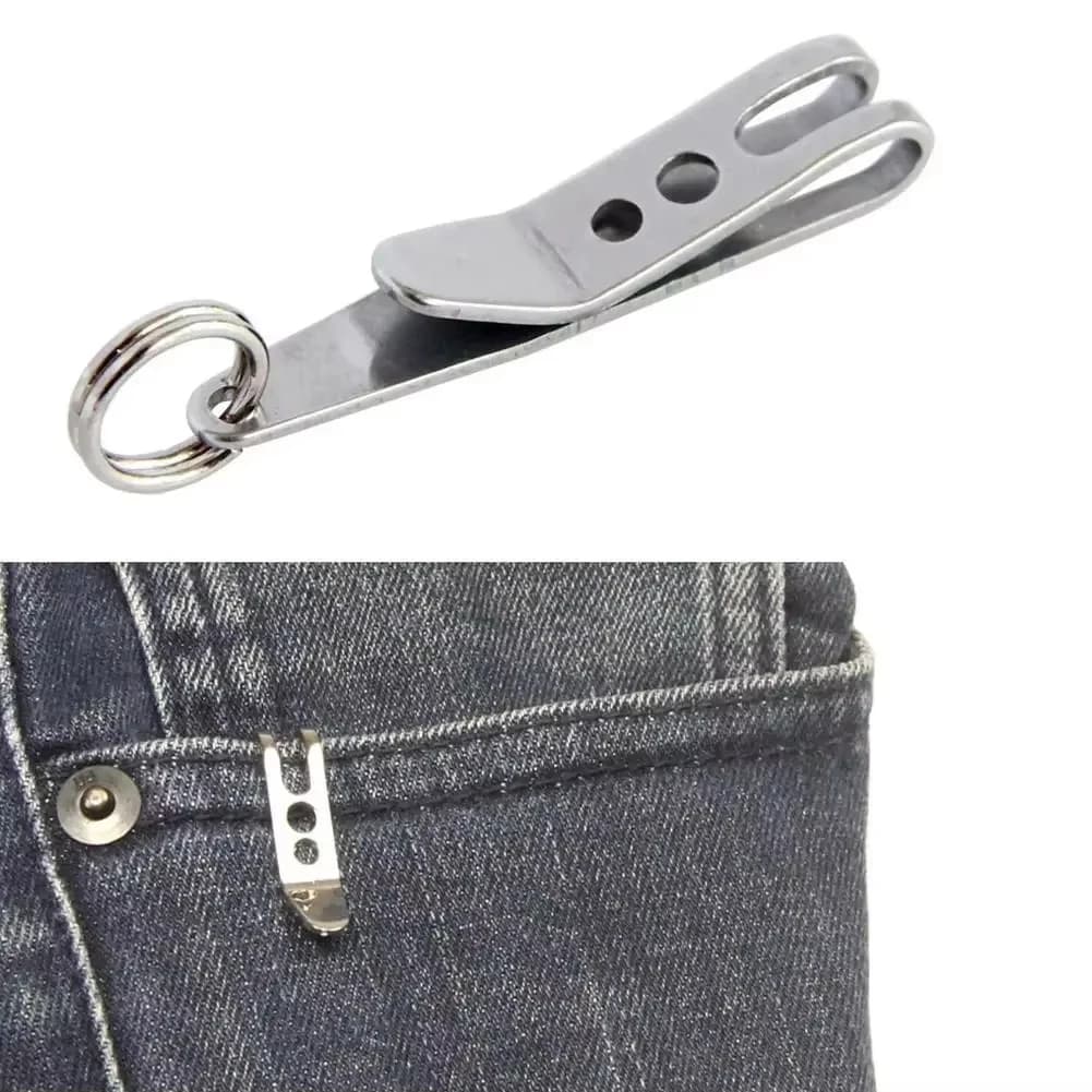 1PC Stainless Steel Multitool Mini Pocket Clip Carabiner Waist Belt Bag Hanging Key Buckle Outdoor Camping EDC Gadget