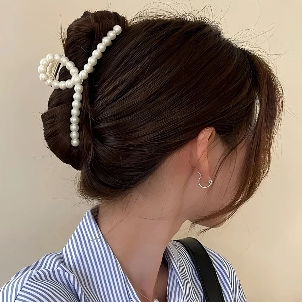 1 clip per artigli per capelli con perle grandi francesi, fermagli per mascelle alla moda, mollette per capelli, accessori per capelli per donne e ragazze