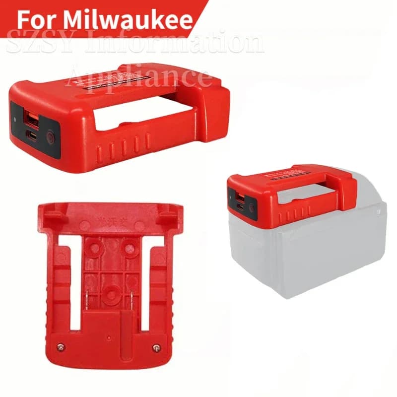 Adattatore USB per Batteria Milwaukee 18V Li-ion, Supporto per Batteria con Ricarica Rapida USB e Type-C per Power Bank Milwaukee