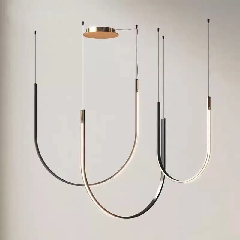 Italian Simple Creative Chandelier U-shaped Designer Restaurant Curved Strip-type Exhibition Hall Industrial Hall Chandelier