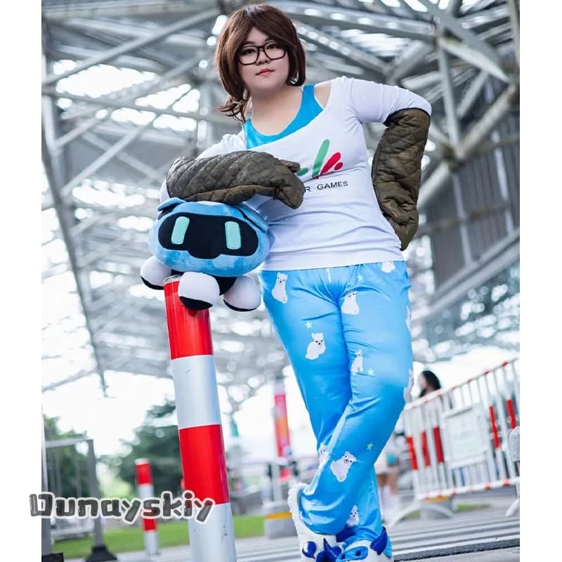 Costume Cosplay aBAzOS*@Ove Watch Mei Zhou Meiling Pajama Awakening Polar Bear, Outfit Anime Game con Pantaloni e Parrucca, per Carnevale e Halloween