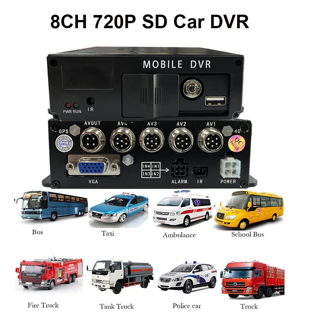 DVR per auto mobile SD AHD a 8 canali 8CH 720P DVR per auto/MDVR Supporto per veicolo Scheda SD 256G Video sorveglianza MDVR