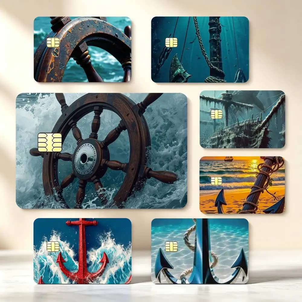 Anchor Boat Ship Wheel Credit Card Stickers Skin For Bank Debit Decorative Protection Scratch-resistant Gift
