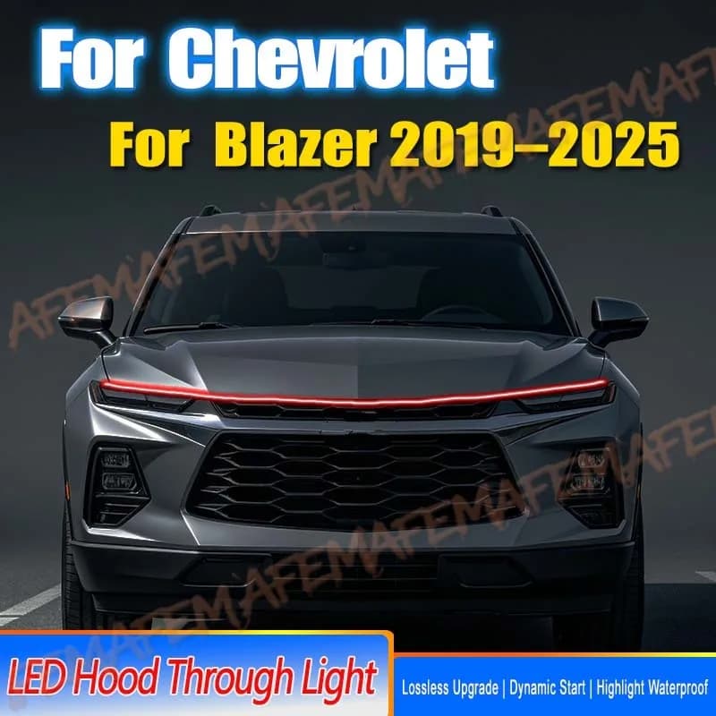 Scan Starting Led Car Hood Light Strip Decorative Lamp Flexible DRL For Chevrolet Blazer 2019-2025 Headlight Strips
