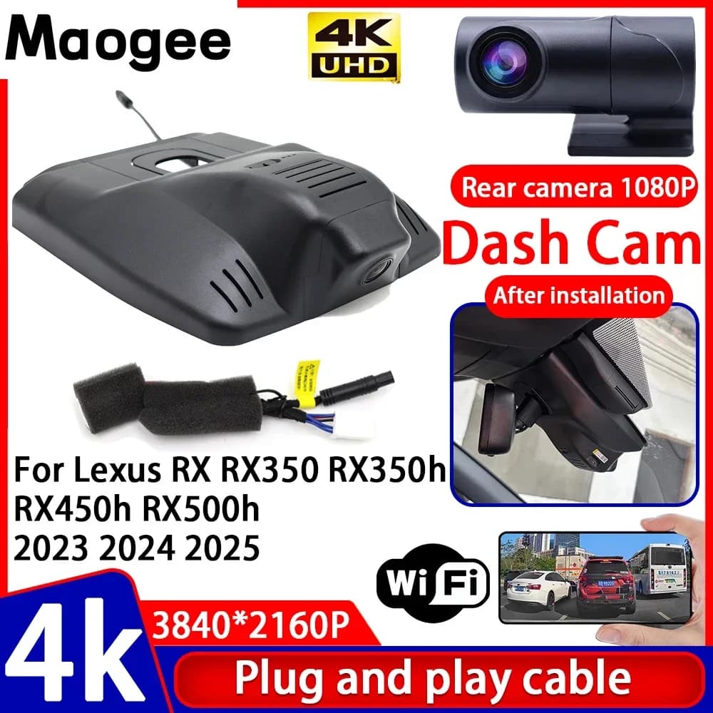 Video Recorder with Night Vision 4K UHD Plug and Play, Dash Cam for Auto Lexus RX350 RX350h RX450h RX500h 2023 2024 2025
